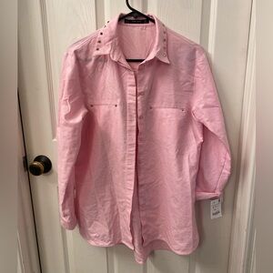 Zara women’s Pink Blouse with Studded Collar size small